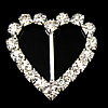 Hebilla de cobre amarillo, metal, Corazón, con diamantes de imitación, 23x22x3mm, Vendido por UD