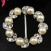 Brass Buckle, Donut, with glass pearl & with rhinestone, cadmium free 