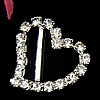 Hebilla de cobre amarillo, metal, con cadena de garra de imitación de latón, Corazón, con diamantes de imitación, 19x18x2.5mm, Vendido por UD