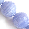 Perle Agate synthétique, agate lace, Rond, facettes, bleu, 16mm Environ 1.5-2mm .5 pouce Vendu par brin