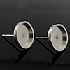 Edelstahl Ohrring Stecker, flache Runde, originale Farbe, 12x12mm, Innendurchmesser:ca. 10x10mm, verkauft von Paar