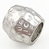Zinc Alloy Large Hole Beads, Drum, hammered nickel, lead & cadmium free Approx 7mm 