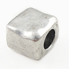 Zinc Alloy Large Hole Beads, Square, smooth nickel, lead & cadmium free Approx 6mm 