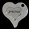 Zinklegierung Herz Anhänger, plattiert, keine, frei von Nickel, Blei & Kadmium, 26x26.5x2mm, Bohrung:ca. 3mm, verkauft von PC