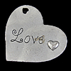 Zinklegierung Herz Anhänger, Wort Liebe, plattiert, mit Brief Muster, keine, frei von Nickel, Blei & Kadmium, 37x34x3mm, Bohrung:ca. 4mm, verkauft von PC