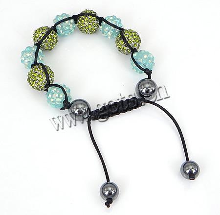 Rhinestone Woven Ball Bracelets, with Hematite & Resin & Zinc Alloy, handmade, more colors for choice, Grade A, 8-12mm, Length:Approx 6-9 Inch, Sold By Strand