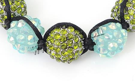 Pulseras de Woven Ball de piedras preciosas, diamantes de imitación, con Hematite & resina & aleación de zinc, hecho a mano, más colores para la opción, Grado A, 8-12mm, longitud:aproximado 6-9 Inch, Vendido por Sarta
