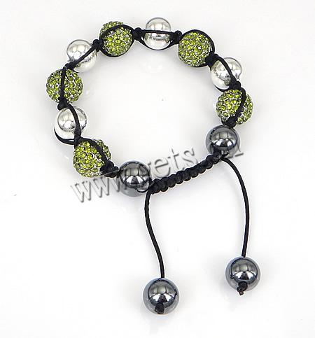 Rhinestone Woven Ball Bracelets, with Hematite & Zinc Alloy, handmade, more colors for choice, Grade A, 8-12mm, Length:Approx 7-10 Inch, Sold By Strand