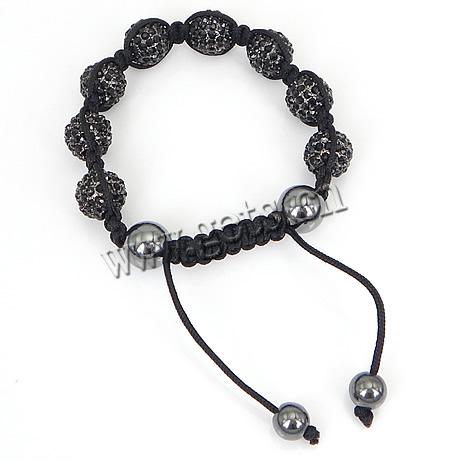Rhinestone Woven Ball Bracelets, with Hematite & Zinc Alloy, handmade, more colors for choice, Grade A, 8-12mm, Length:Approx 8-11 Inch, Sold By Strand