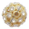 Ball Rhinestone Spacer, with Zinc Alloy, Round, plated, with Mideast rhinestone & hollow 
