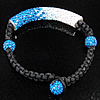 Bracelets de Woven Ball à stras , corde en nylon, avec Strass perle de Pave d'argile & argile & laiton, Placage de couleur platine 8mm Environ 6.5 pouce, Vendu par brin