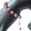 Bracelets de Woven Ball En alliage de zinc, tissé, avec les strass tchèques, rouge, 8-10mm Environ 7 pouce, Vendu par brin