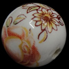 Perles porcelaine D, Rond, normes différentes pour le choix & avec le motif de fleurs & décalque Environ 2mm, Vendu par PC