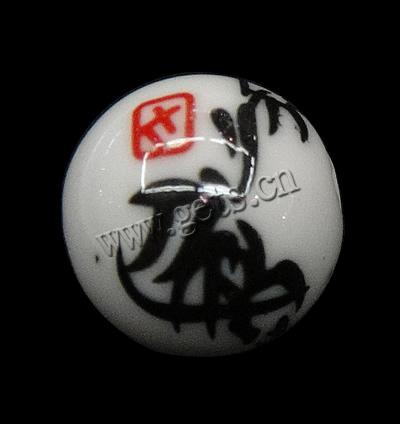 Kunstdruck Porzellan Perlen, rund, Weitere Größen für Wahl, Bohrung:ca. 2mm, verkauft von PC