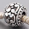 Zinc Alloy European Beads, Drum, plated, without troll 