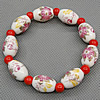 Bracelets en porcelaine, bracelet perlé & avec le motif de fleurs 6mm Environ 7 pouce, Vendu par brin