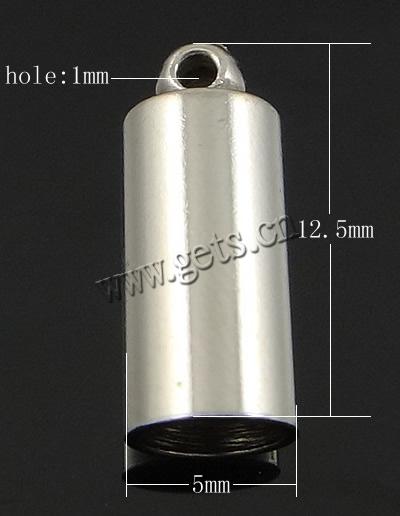Stainless Steel End Caps, Tube, Customized, original color, 12.5x5mm, Hole:Approx 4mm, 1000PCs/Bag, Sold By Bag
