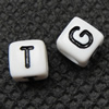 Acrylic Alphabet Beads, Cube & four-sided, white Approx 3.5mm, Approx 