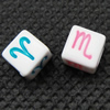Perles lettre acrylique, cube, modèles différents pour le choix & à quatre côtés, blanc Environ 4mm, Environ Vendu par sac