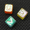 Perles lettre acrylique, cube, modèles différents pour le choix & à quatre côtés, couleurs mélangées Environ 3.5mm, Environ Vendu par sac