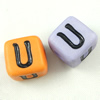 Perles lettre acrylique, cube, à quatre côtés, couleurs mélangées Environ 4mm, Environ Vendu par sac