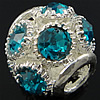 Rhinestone European Beads, with Zinc Alloy, Rondelle, plated, with Mideast rhinestone Approx 5mm 