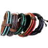 Cowhide Bracelets, with Waxed Cotton Cord, mixed colors .5~8.5 Inch 