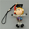 Polymer Clay Mobile Phone Lanyard, with Nylon Cord & Crystal & Zinc Alloy, Cartoon, platinum color plated, faceted Approx 5 Inch 