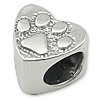 Sterling Silver European Beads, 925 Sterling Silver, Heart, plated, without troll Approx 5mm 