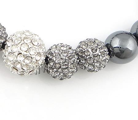 Гематит Шамбала браслеты, Кристаллы, с гематит & цинковый сплав, Связанный вручную, Много цветов для выбора, 8-11mm, длина:6.5-9.5 дюймовый, продается Strand