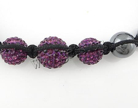 Hematite Woven Ball Bracelets, Rhinestone, with Hematite, handmade, more colors for choice, 8-12mm, Length:7-10 Inch, Sold By Strand