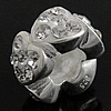 Rhinestone Sterling Silver European Beads, with 925 Sterling Silver, Flower, plated, without troll Approx 4.5mm 