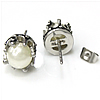 Arete de acero inoxidable con perla , con Perlas de vidrio, acero inoxidable aguja de pendiente, 9x9mm, Vendido por Par