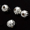 Sterling Silber Diamond-Cut Perlen, 925 Sterling Silber, rund, plattiert, gewellt, keine, 4x3.5mm, Bohrung:ca. 1mm, verkauft von PC