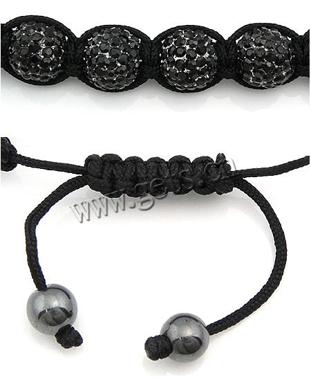 Strass Woven Ball Armbänder, mit Wachsschnur & Hämatit & Zinklegierung, handgemacht, keine, 9-10mm, Länge:7 ZollInch, verkauft von Strang
