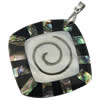 Zinc Alloy Shell Pendants, with Mosaic Shell & Zinc Alloy, Rhombus Approx 4mm 