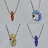 Crystal Necklace, with brass chain, Rondelle, AB color plated, ball chain & faceted Inch 