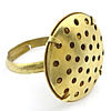 Brass Sieve Ring Base, plated, adjustable 18.5-19mm, US Ring 