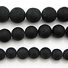 Schwarzer Stein Perle, rund, Weitere Größen für Wahl & satiniert, Länge:15 ZollInch, verkauft von Strang