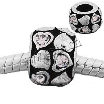 Rhinestone Zinc Alloy European Beads, Drum, plated, without troll & with rhinestone, more colors for choice, 7x10mm, Sold By PC