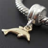 Sterling Silver European Pendants, 925 Sterling Silver, Dolphin, plated, without troll & with rhinestone & two tone Approx 5mm 