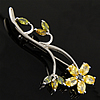 Sterling Silver Brooches, 925 Sterling Silver, with Cubic Zirconia, Flower, plated 