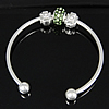 European Brass Cuff Bangles, with Resin & Zinc Alloy, plated, with rhinestone 3mm .5 Inch 