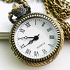 Uhr-Halskette, Zinklegierung, mit Glas, flache Runde, antike Bronzefarbe plattiert, Twist oval, Länge:ca. 31 ZollInch, verkauft von Strang