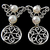 925 Sterling Silver Drop Earring, with Freshwater Pearl, plated, hollow 