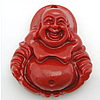 Buddische Schmuck Anhänger, Synthetische Koralle, Buddha, synthetisch, buddhistischer Schmuck, rot, 16x14x6mm, Bohrung:ca. 1mm, verkauft von PC