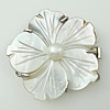 Shell Box Clasp, Brass, with Shell & Freshwater Pearl, Flower, platinum color plated 