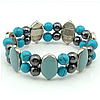 Bracelets magnétiques de pierre gemme, turquoise, avec hématite magnétique & alliage de zinc, émail, bleu 8mm Environ 7 pouce, Vendu par brin