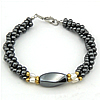 Hematite Bracelet, with pearl 3-5mm Approx 8 Inch 