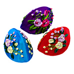 Satin Geschenk Tasche, mit Blumenmuster, gemischte Farben, 7x5x4.5cm, verkauft von PC